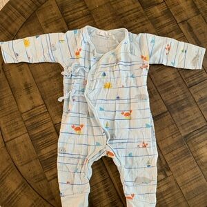 Angel Dear 3-6 Month Striped Blue Kids One Piece